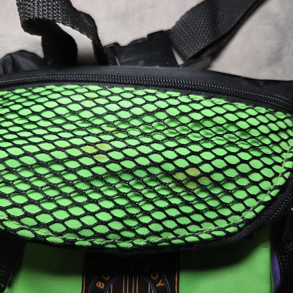 Vintage Bugle Boy Neon Colorblock Fanny Pack Waist Bag Green Purple Mesh 90s